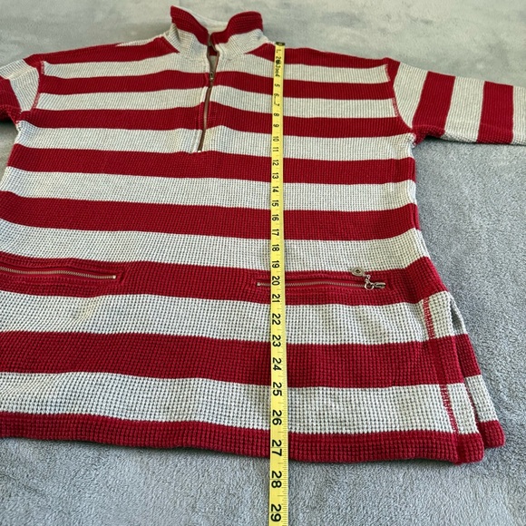 Jones New York Sport red and white striped quarter-zip sweater. - Picture 8 of 11